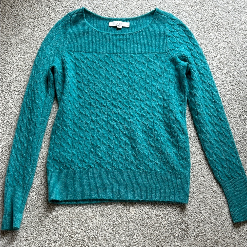 Loft Teal Cable Knit Women's Sweater